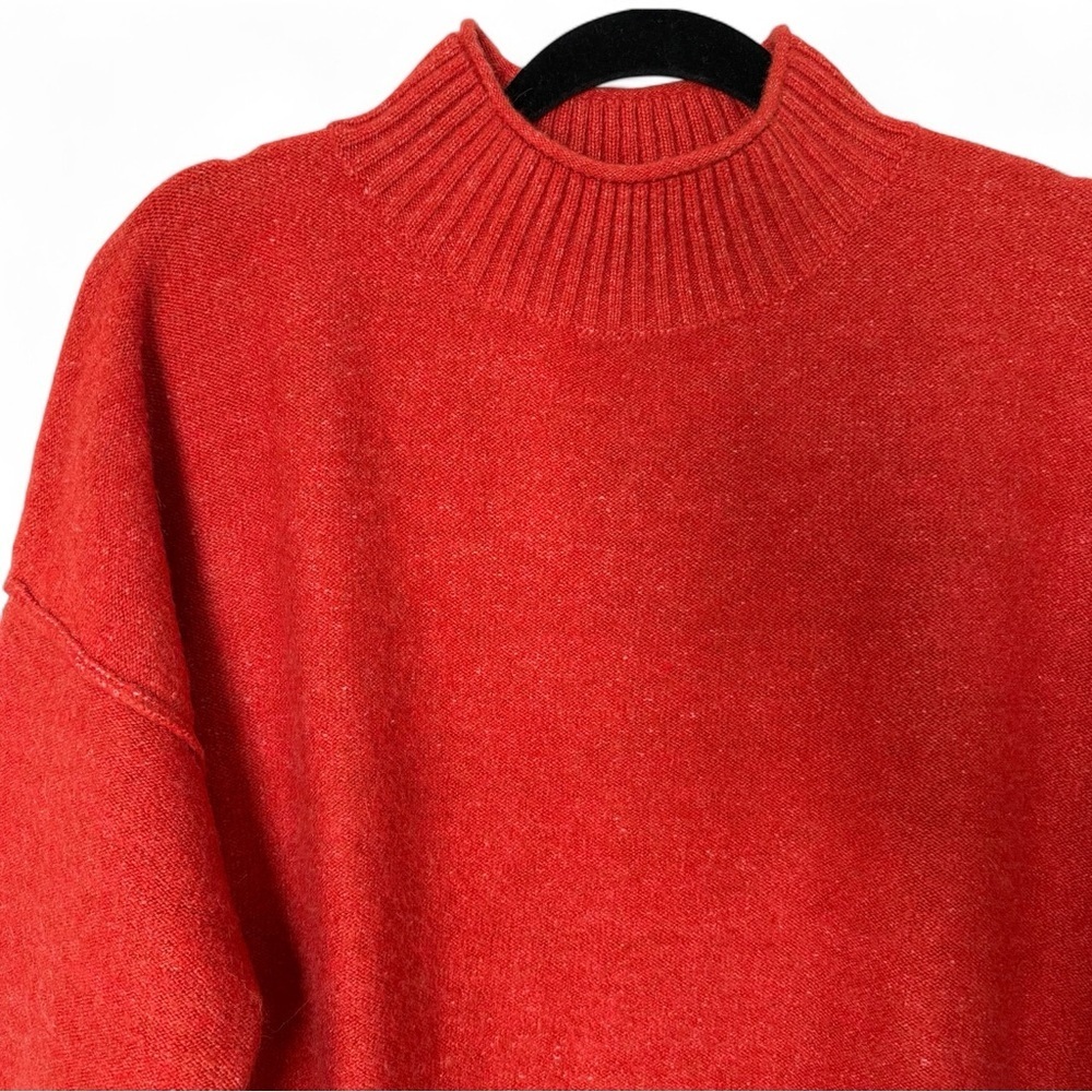 Universal Thread Mock Neck Sweater Rust Orange Size Large Oversized Ribbed Knit - Picture 3 of 8